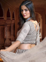 Glamorous Grey Sequins Embroidered Net Wedding Wear Lehenga Choli