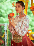 Enchanting Red Silk Readymade Special Navratri Wear Crop top With Skirt