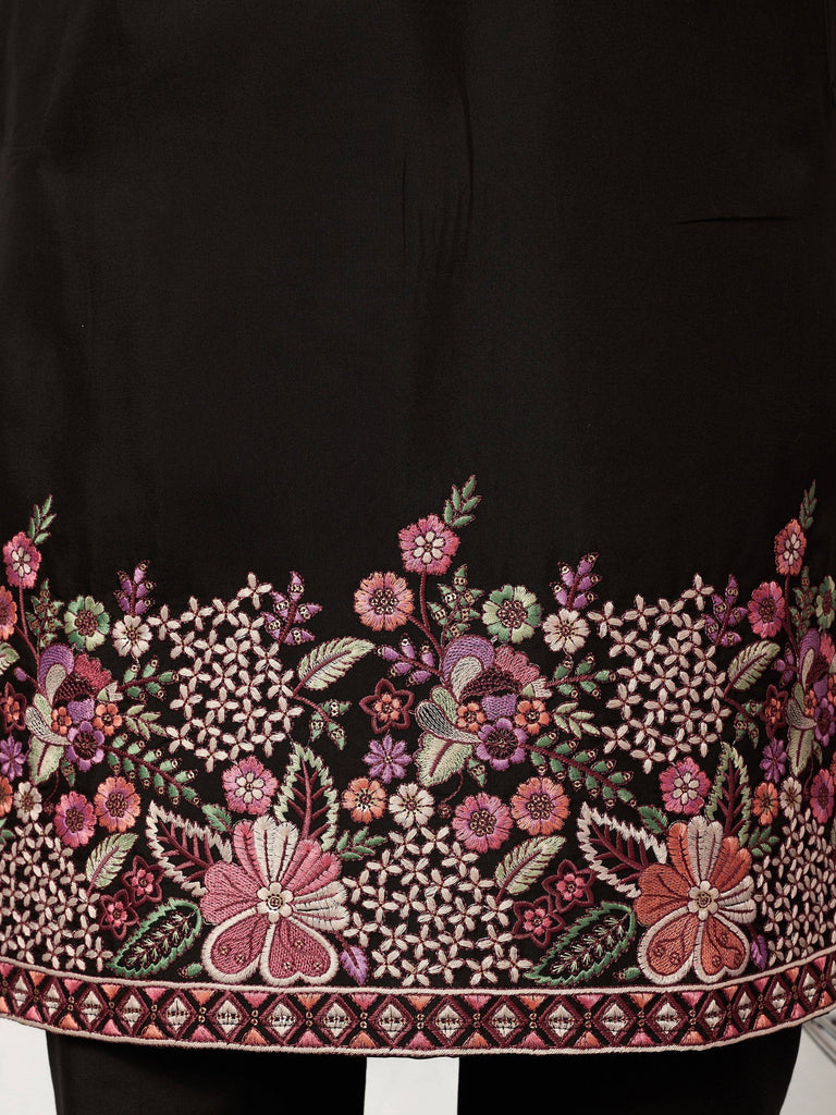 Gorgeous Black Embroidered Silk Wedding Wear Men’s Kurta Set