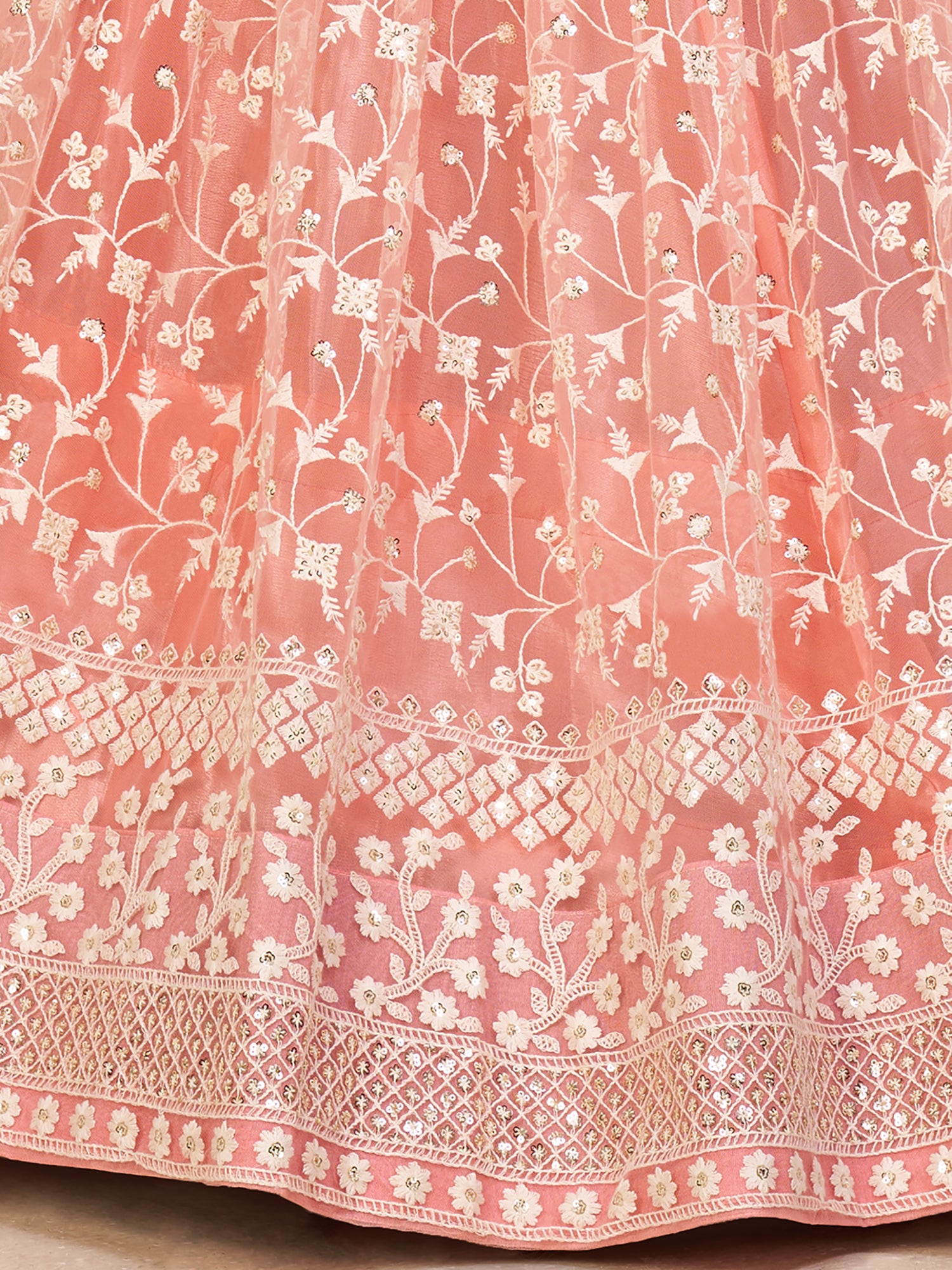 Adoring Pink Embroidered Net Bridesmaid Wear Plus Size Lehenga Choli