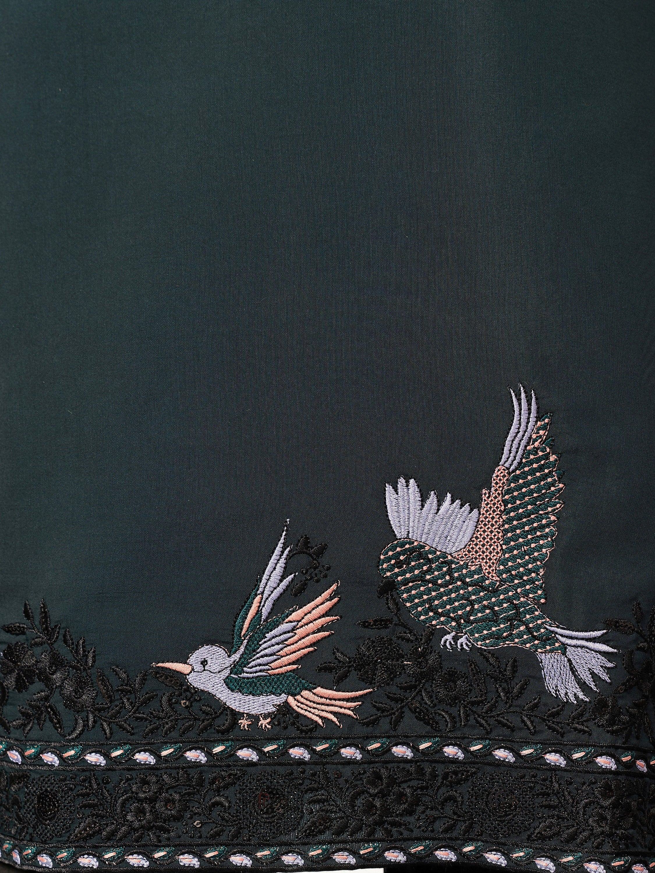 Wonderful Green Embroidered Silk Wedding Wear Men’s Kurta With Dupatta