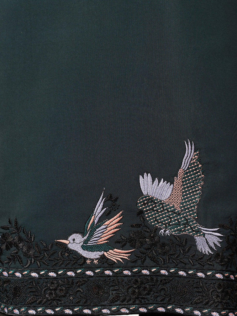 Wonderful Green Embroidered Silk Wedding Wear Men’s Kurta With Dupatta