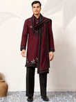 Classic Maroon Embroidered Silk Function Wear Men’s Kurta With Dupatta