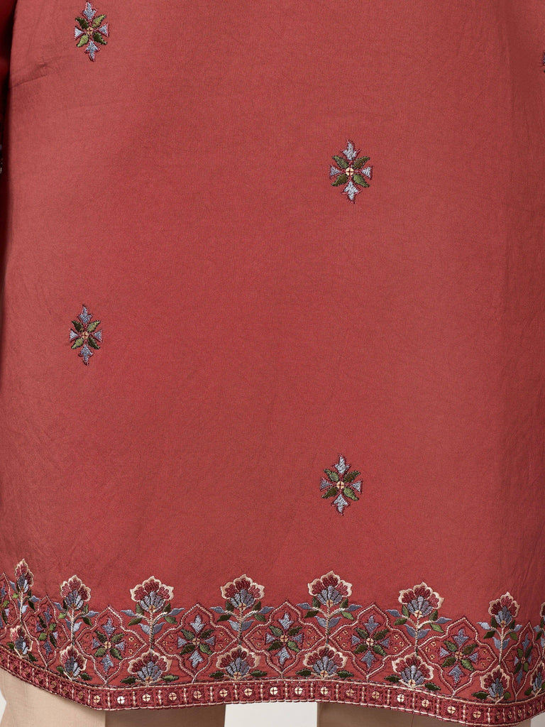 Great Dusty Pink Embroidered Silk Wedding Wear Men’s Kurta With Dupatta