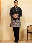 Charming Black Embroidered Silk Festival Wear Men’s Kurta