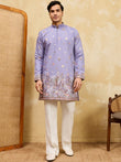 Stunning Lavender Embroidered Silk Function Wear Men’s Kurta