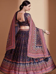Alluring Purple Digital Printed Chinon Festive Wear Lehenga Choli