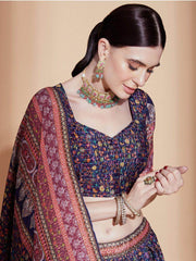 Alluring Purple Digital Printed Chinon Festive Wear Lehenga Choli