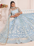Magnificent Light Sky Blue Butterfly Net Cotton Thread Party Wear Lehenga