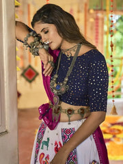Glamorous White Thread Cotton Navratri Special Chaniya Choli