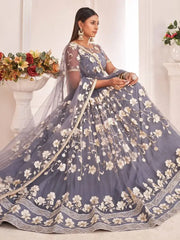 Desirable Gray Butterfly Net White Cotton Thread Engagement Wear