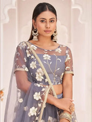 Desirable Gray Butterfly Net White Cotton Thread Engagement Wear