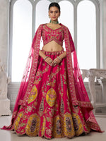 Rich Rani Pink Heavy Embroidery Silk Bridal Lehenga Choli With Dupatta