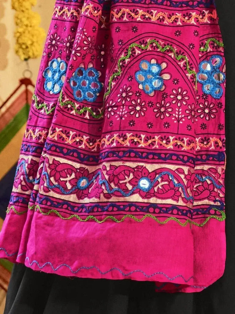 Marvelous Black Embroidered Cotton Traditional Wear Chaniya Choli