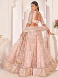 Prominent Pastel Pink Sequins Embroidery Net Lehenga Choli