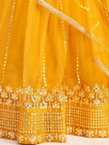 Graceful Mustard Yellow Thread Embroidery Net Lehenga Choli
