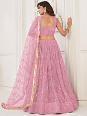 Fantastic Pink Embroidered Net Wedding Wear Lehenga Choli 