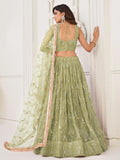 Wonderful Light Green Sequin Net Engagement Wear Lehenga Choli