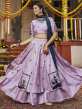 Ravishing Purple Silk Digital Print Navratri Wear Lehenga Choli