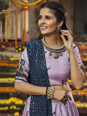 Ravishing Purple Silk Digital Print Navratri Wear Lehenga Choli