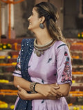 Ravishing Purple Silk Digital Print Navratri Wear Lehenga Choli