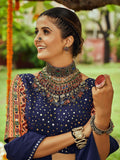 Attractive Navy Blue Cotton Special Navratri Wear Chaniya Choli