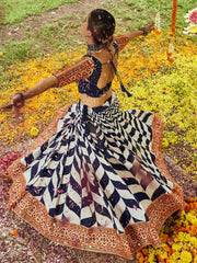 Attractive Navy Blue Cotton Special Navratri Wear Chaniya Choli