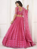 Astonishing Pink Sequins Net Reception Wear Wear Lehenga Choli