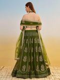 Dazzling Green Sequins Mehendi Wear Lehenga Choli With Dupatta