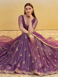 Rich Purple Net Embroidered Engagement Wear Lehenga Choli With Dupatta
