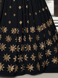 Awesome Black Georgette Sequins Bridesmaid Lehenga Choli For Women
