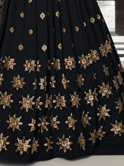 Awesome Black Georgette Sequins Bridesmaid Lehenga Choli For Women