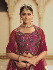 Sumptuous Deep Pink Shaded Sequins Silk Lehenga With Embroidered Choli
