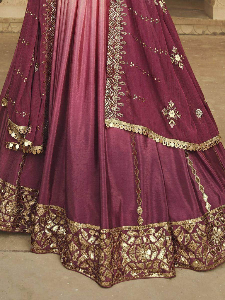 Fascinating Magenta Embroidered Silk Reception Wear Lehenga Choli