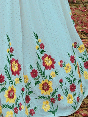 Splendid Sky Blue Sequins Embroidery Georgette Lehenga Choli