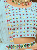 Splendid Sky Blue Sequins Embroidery Georgette Lehenga Choli