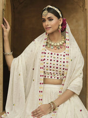 Wonderful Off White Sequins Embroidered Georgette Lehenga Choli