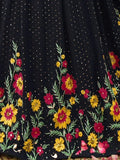 Dazzling Navy Blue Thread Embroidered Georgette Lehenga Choli