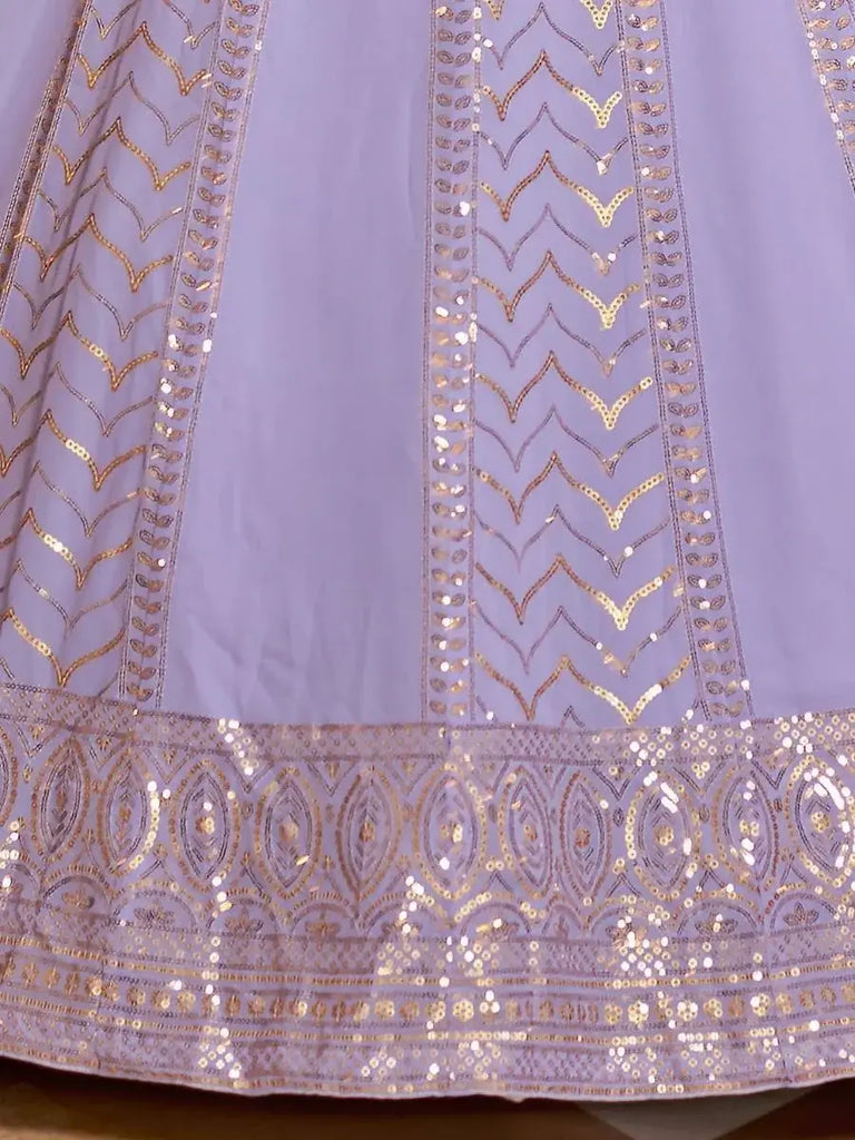 Greatest Lavender Georgette Sequins Embroidered Lehenga For Party Function