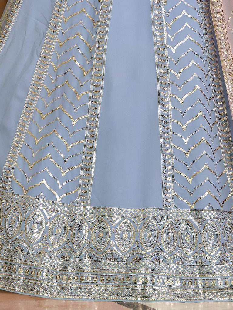Dazzling Sky Dusty Pink Georgette Embroidered Party Wear Lehenga Choli