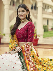 Enchanting White Thread & Sequins Work Georgette Lehenga With Printed Dupatta