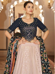 Enchanting Light Pink Sequins Embroidery Georgette Lehenga Choli