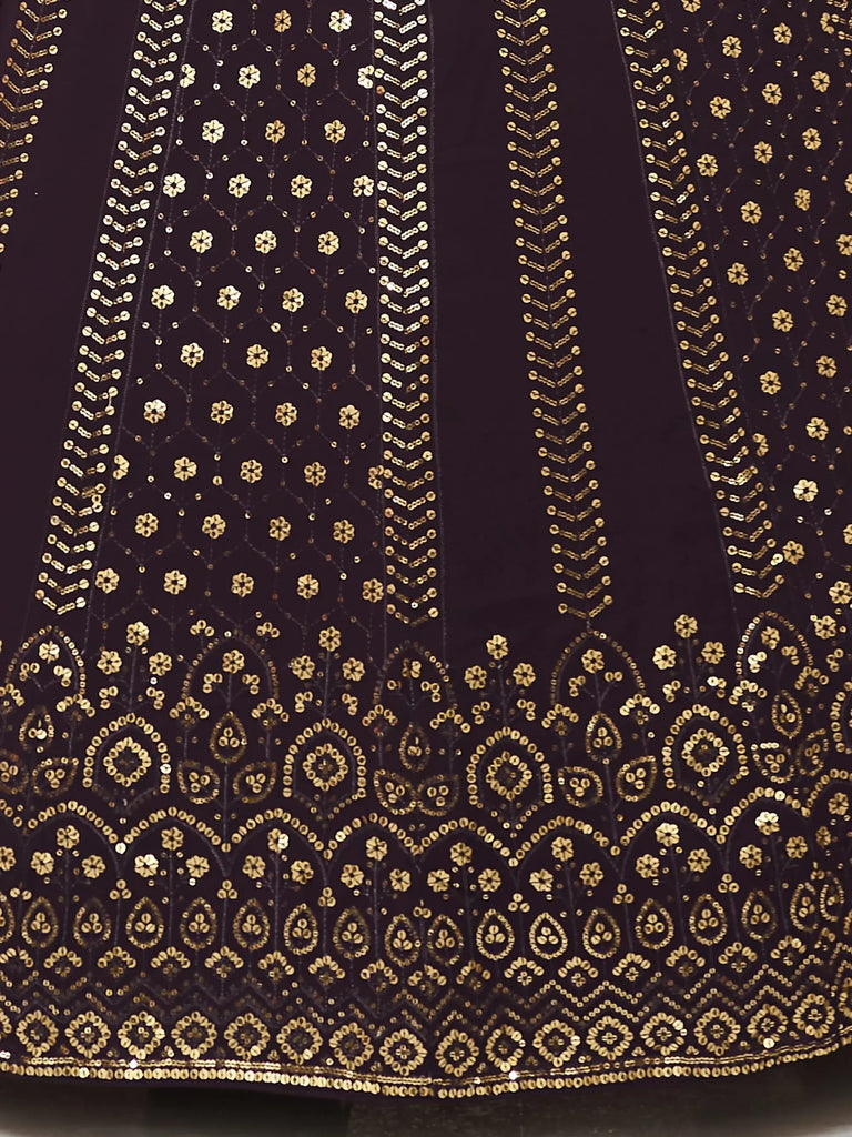Charismatic Dark Purple Sequins Embroidery Georgette Lehenga Choli