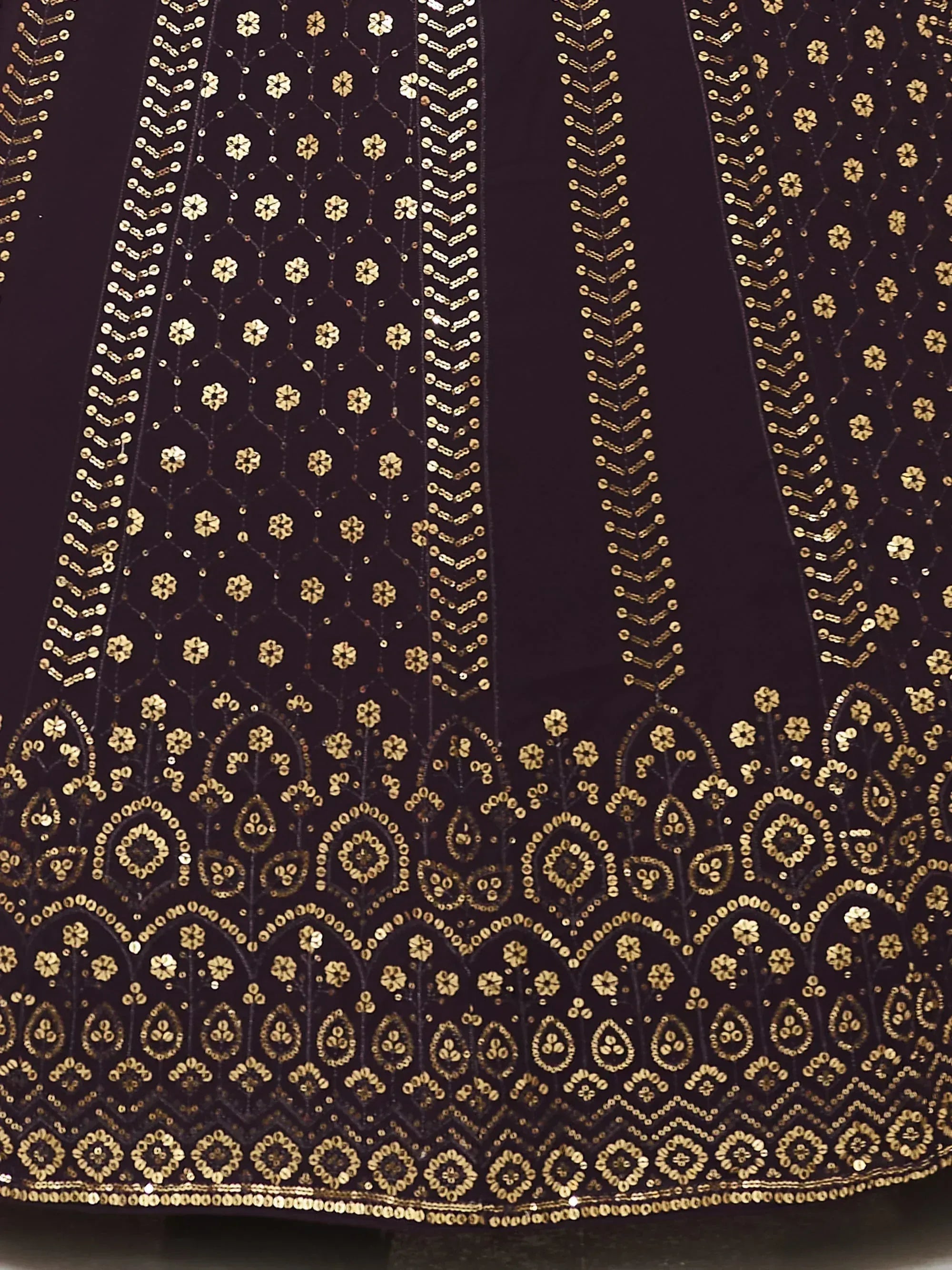 Charismatic Dark Purple Sequins Embroidery Georgette Lehenga Choli