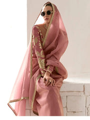 Adorable Peach Sequins Tissue Silk Event Wear Saree With Blouse