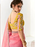 Ravishing Peach & Purple Shaded Tissue Silk Bridesmaid Saree With Blouse