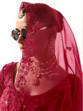 Lovely Red Sequins Work Tissue Silk Bridal Wear Saree With Blouse