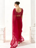 Lovely Red Sequins Work Tissue Silk Bridal Wear Saree With Blouse