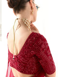 Lovely Red Sequins Work Tissue Silk Bridal Wear Saree With Blouse