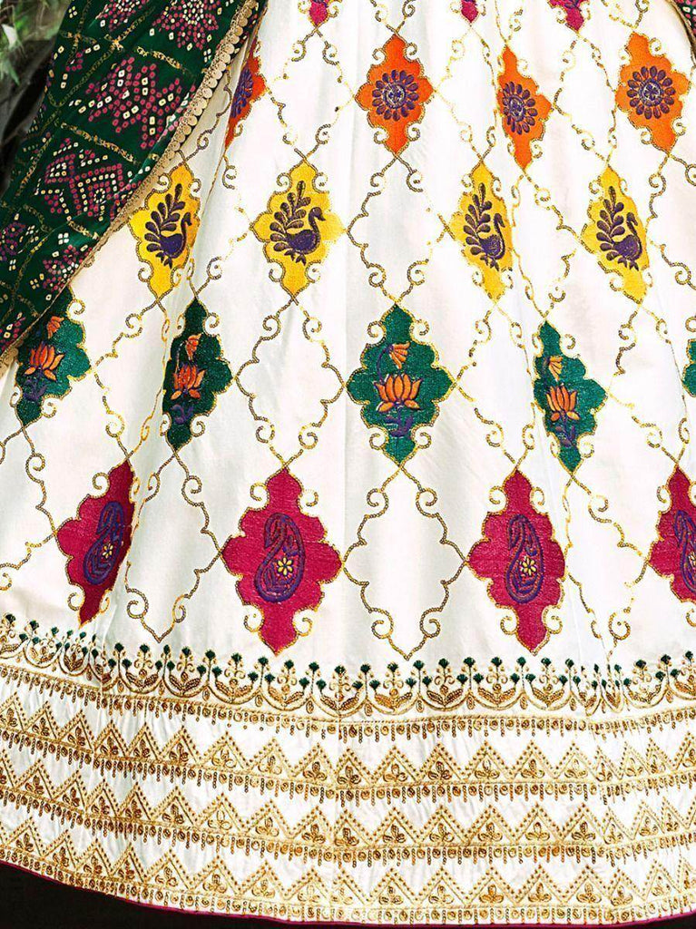 Capricious White Sequins Embroidery Silk Lehenga Choli With Blouse